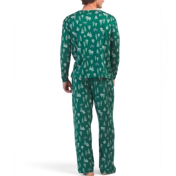 TAHARI Family Matching PJ Winter Green White Pine Christmas Trees Yellow Star - Picture 2 of 9